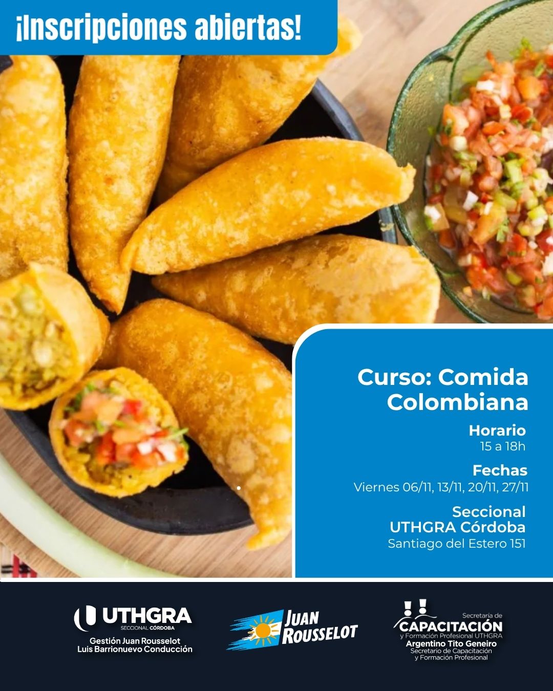 Nuevo Curso de Comida Colombiana en UTHGRA Córdoba